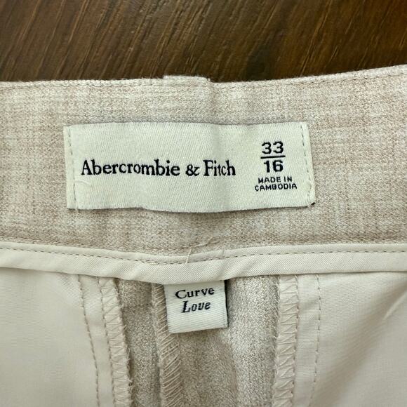 Abercrombie & Fitch Curve Love Quinn Tailored Straight Dress Pant Oatmeal 33/16 - Picture 7 of 9
